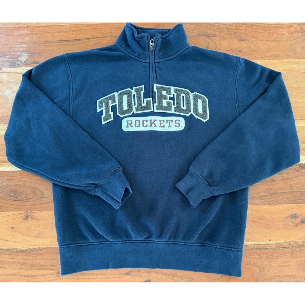 Jansport University of Toledo Rockets Quarter Zip Sweatshirt Navy Blue Small